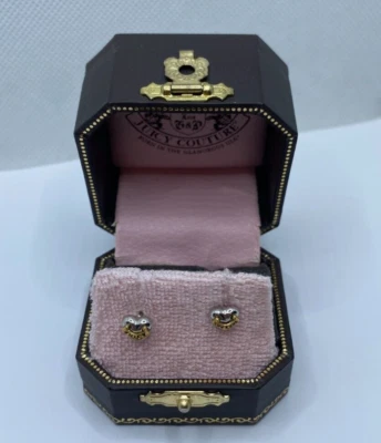 Juicy Couture Tiny Puffy Heart 2-Tone Silver & Gold Stud Pierced Earrings - Image 1 of 4