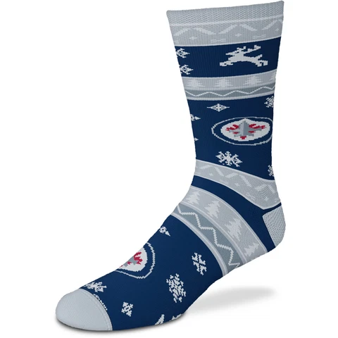 For Bare Feet Winnipeg Jets Holiday Pattern Crew Socks Cover