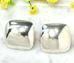 Vtg Sterling Silver TAXCO TM-01 Mexico Square Domed Modernist Clip On Earrings - Picture 1 of 11