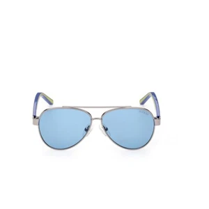 Guess GU9221 10V Silver & Blue Aviator Metal Kids Sunglasses 49-9-130 - Picture 1 of 8