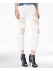 GUESS Womens Ivory Frayed Pocketed Zippered Skinny Jeans 25