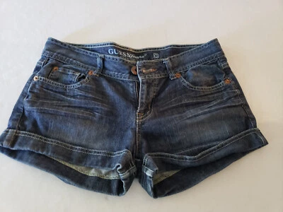 GUESS PANTALONES CORTOS VAQUEROS AZULES ELÁSTICOS PARA MUJER TALLA 30 USADOS CON PUÑOS Foto 1 de 4