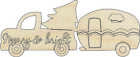 Truck with Christmas Tree & Camper - Laser Cut Wood Shape XMS170