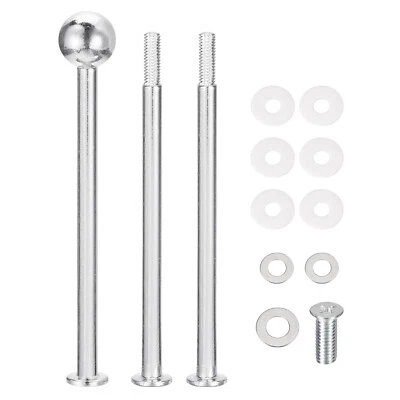 1 Set 3-Tier Cupcake Stand Hardware Fittings for Cake Stand, Round Beads Silver - Image 1 of 4