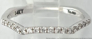 Signed Valina 14K White Gold Diamond Stackable Wedding Band With Curve Size 6.5 - Picture 1 of 9