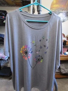 Unbranded Gray Cotton Blend Baggy Graphic Boat NeckT-Shirt Plus Size 2XL NWOT - Picture 1 of 6