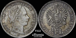 AUSTRIA, Francisco José I, florín 1/4 1862 A, XF - Imagen 1 de 6