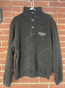 Hard Rock Cafe Black Sherpa Jacket San Antonio Size M 1/4 Snap Pullover Pockets - Picture 1 of 12