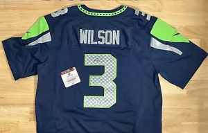 Maglia firmata Russell Wilson autografo COA Seattle Seahawks Nike 3 Auto NFL 44 - Foto 1 di 16