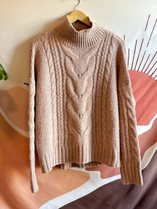 360 Sweater Brown Alpaca Wool Knit Sweater L Large Cozy Quiet Luxury - Picture 1 of 10