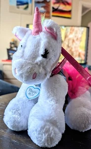 Poochie & Co Sparkling Plush Unicorn Purse Bag Girl's -White & Pink 12" Long - Picture 1 of 4