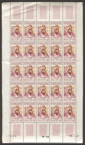 Sheet L33 Mauritania 1961 MNH (25v) Cover