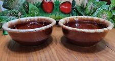 Hull USA Pottery Brown Drip Glaze Soup Cereal Chili 2 Bowls Oven Proof Vintage