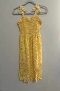 Diane Von Furstenburg Girl’s Large Yellow Smocked Tie Strap Gingo Dress - Picture 1 of 7