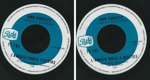ANN CHRISTY 45 TOURS SP 7" CANADA J'AURAIS VOULU T'ECRIRE (SACHA DISTEL) - Picture 1 of 1