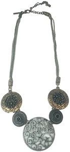 Lane Bryant Women's Necklace Metal Disc Chain BOHO STEAMPUNK Bronze Tone 20" - Picture 1 of 7