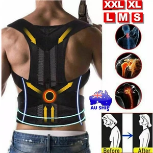 Posture Corrector Lumbar Brace Pain Relief Full Back Support Shoulder Brace Belt - Picture 1 of 19
