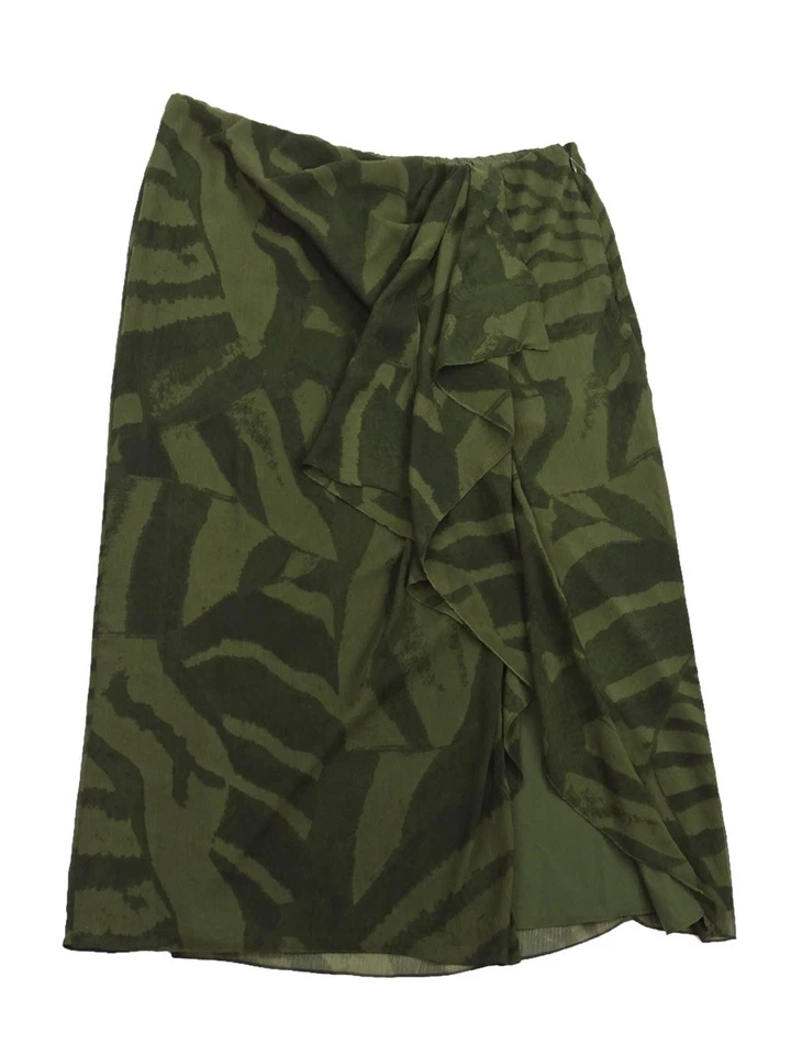 Saia Midi Lauren Ralph Lauren Feminina Plus Estampa Zebra Georgette (16W, Olive) - Imagem 1 de 3