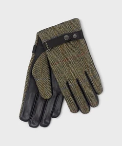 Galise One Fres Hat guanti uomo in pelle e lana, chestnut herringbone GUULW.CHH - Foto 1 di 3