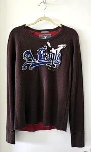 Sudadera Pullover Vintage American Eagle Algodón Marrón Gráfico Águila Talla M/M - Imagen 1 de 11