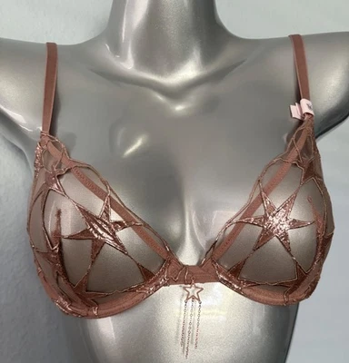 Victoria's Secret Low Cut Demi Bra Nwt Very Sexy Stardust Embroidery Unlined - Image 1 of 4