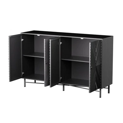 59" Fluted Sideboard Buffet Cabinet w/ 4 Door Adjustable Shelves Storage Cabinet - Image 1 of 4