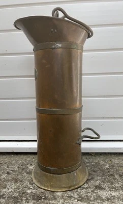 Vintage Brass & Copper Coal Scuttle Dutch 5 Kan Umbrella Stick Stand Mid Century - Image 1 of 4