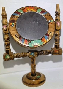 ​Espejo de mesa de madera vintage hecho a mano diseño floral pintado a mano - Imagen 1 de 11