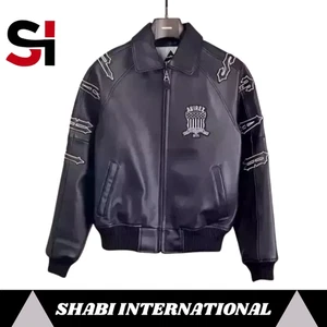 Avirex Men’s Black Bomber Jacket Genuine Cowhide Leather American Flight Style - Picture 1 of 6