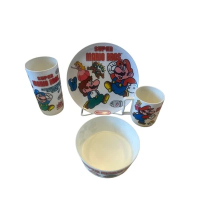 RARE!! 1989 Super Mario Bros Dish Set Plate Bowl Cup Mug Nintendo Video Game VTG - Image 1 of 4