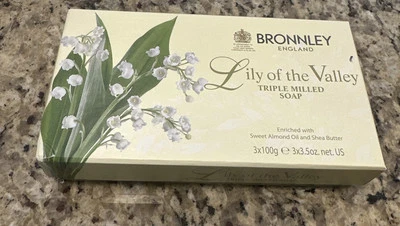 Jabón triple fresado Bronnley England Lily of the Valley 3x3,5 oz Foto 1 de 2