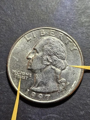 Rare 1997 P Washington Quarter, Error In God We Trust and small island. - Image 1 of 4