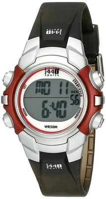 NIB Timex Indiglo 1440 Night Light Sports Watch with Quartz Movement Silv. & Red - Image 1 of 4