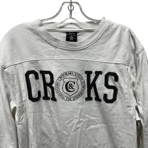 Felpa Crooks & Castles uomo L bianca logo grafico manica lunga pullover casual - Foto 1 di 11