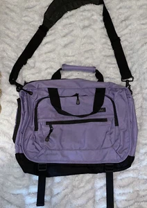 Vintage LL BEAN Messenger Lap Top Bag Shoulder Purple & Black Nylon  18” Luggage - Picture 1 of 8