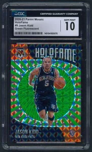 2020-21 Panini Mosaic HoloFame #9 Jason Kidd Green Fluorescent 08/10 CGC 10 Nets - Picture 1 of 2