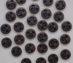 Vintage Mickey Mouse Black Copper Round Jean Stud Buttons 16mm Lot of 4 AA40 - Picture 1 of 8