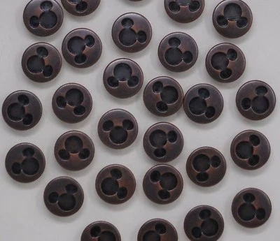 Vintage Mickey Mouse Black Copper Round Jean Stud Buttons 16mm Lot of 4 AA40 - Image 1 of 4