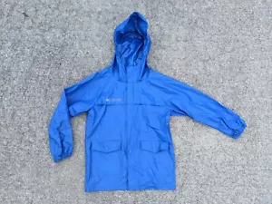 Giacca impermeabile Columbia bambino ragazzo taglia media blu impermeabile con cappuccio - Foto 1 di 10