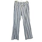 Roxy Oceanside Flared Pants Low Rise Cotton Linen Blend Striped Beach SMALL