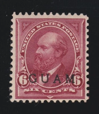 US Guam 6 6c Garfield Mint F-VF OG H w/ Overprint SCV $125 (02) - Image 1 of 2