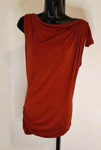 Studio M Womens Sleeveless Top Career One Shoulder Drape Rust SZ L - Picture 1 of 7