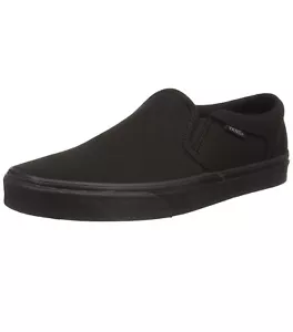 VANS Asher Para Hombre Entrenadores de Patinador de Lona Zapatos Lisos Sin Cordones Plimsolls Negro - Imagen 1 de 5