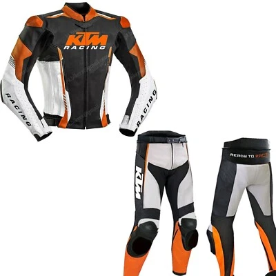 KTM Hommes Combinaison de Moto en Cuir Courses Moto en Cuir Veste Pantalon 48,50 - Photo 1/2