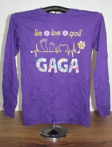live - love - spoil GAGA T-shirt manica lunga piccola, viola - Foto 1 di 8