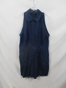 Mameluco de mezclilla Banana Republic para mujer 12 azul sin mangas con cuello abotonado lino - Imagen 1 de 10