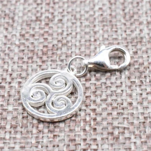 925 Sterling Silber Triskelion Clip-on Charm Karabinerverschluss für Armband - Bild 1 von 4
