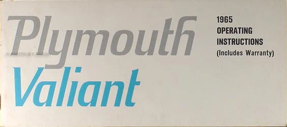 1965 Plymouth barracuda E Valiant Originale Owners Manuale NOS Operativo Libro - Immagine 1 di 1