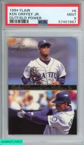 Flair Outfield 1994 Power Ken Griffey JR #6 Seattle Mariners Hof PSA 9 como nuevo - Imagen 1 de 3