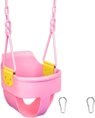 KIDS TODDLERS SWING Outdoor High Back Plastic Coated Chains Girls Pink - Image 1 of 4
